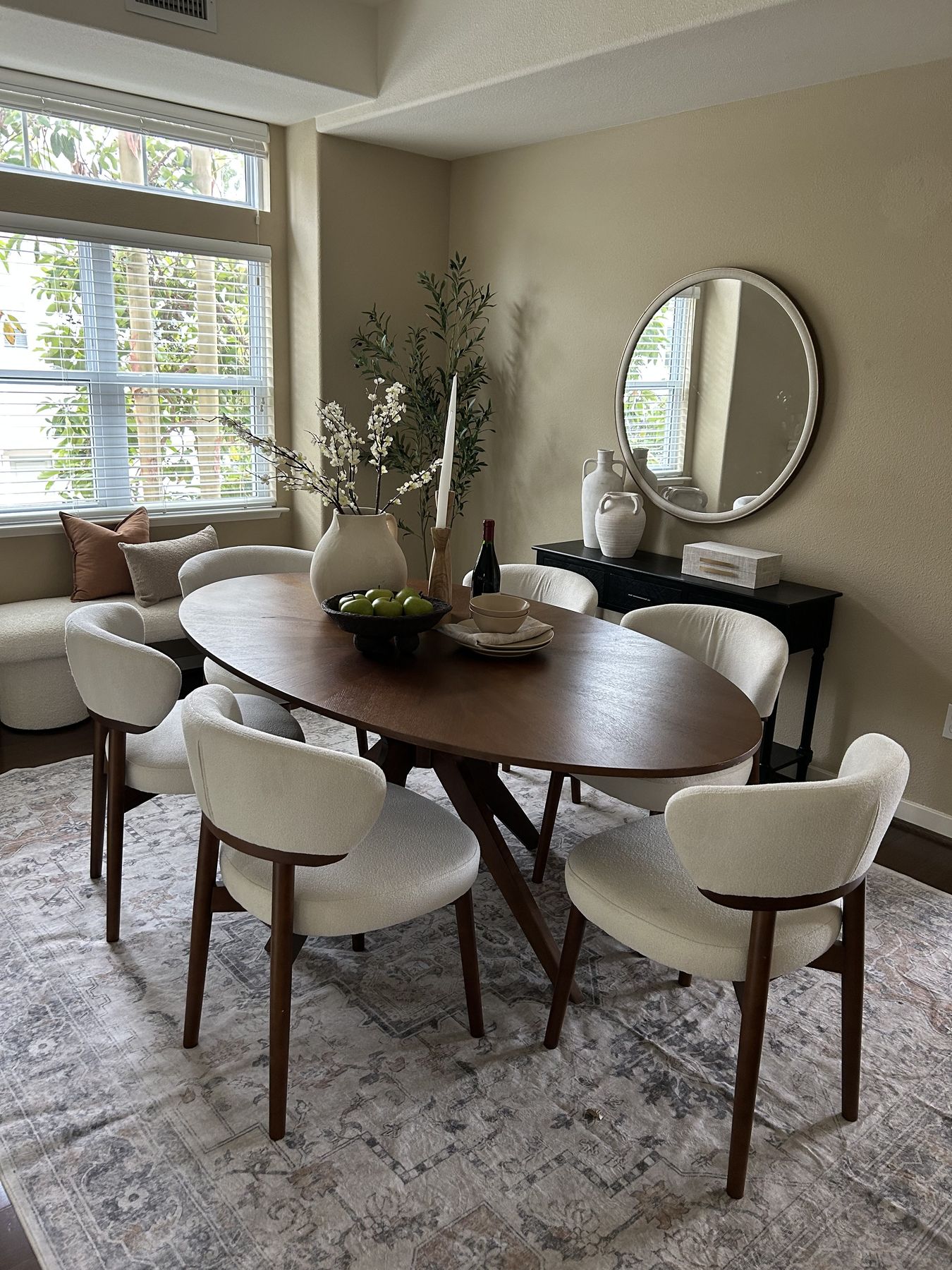 Dining staged by Feather & Pine, Bayshore, San Mateo