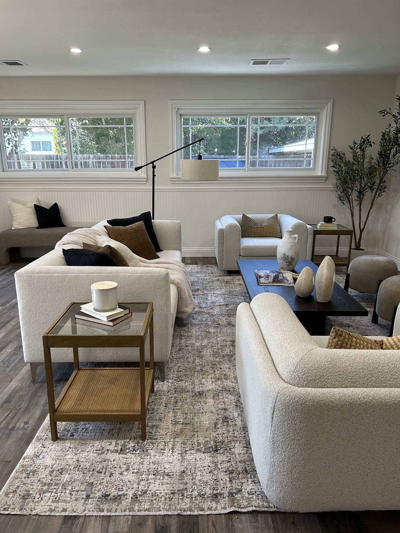 Family room staged by Feather & Pine, Kingston, Walnut Creek