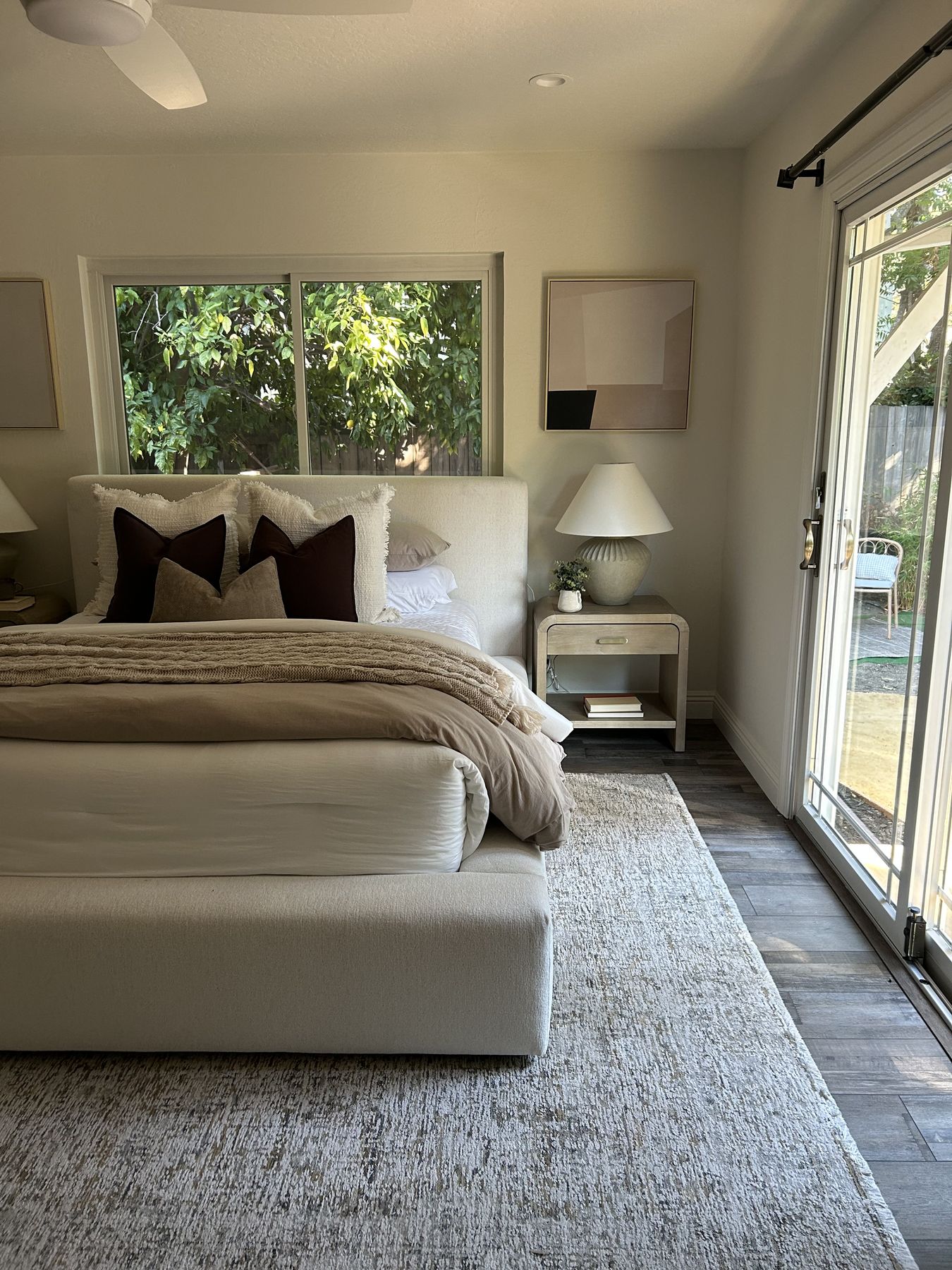 Primary bedroom staged by Feather & Pine, Kingston, Walnut Creek