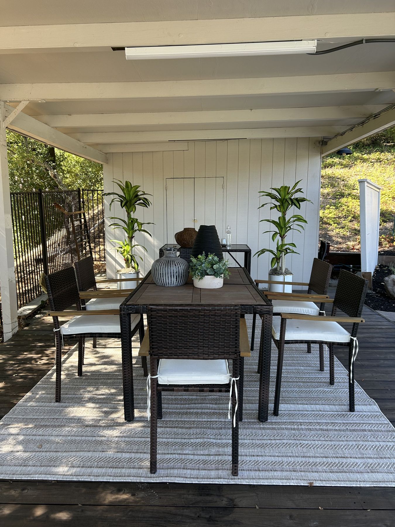 Covered patio staged by Feather & Pine, Montcrest Place, Danville