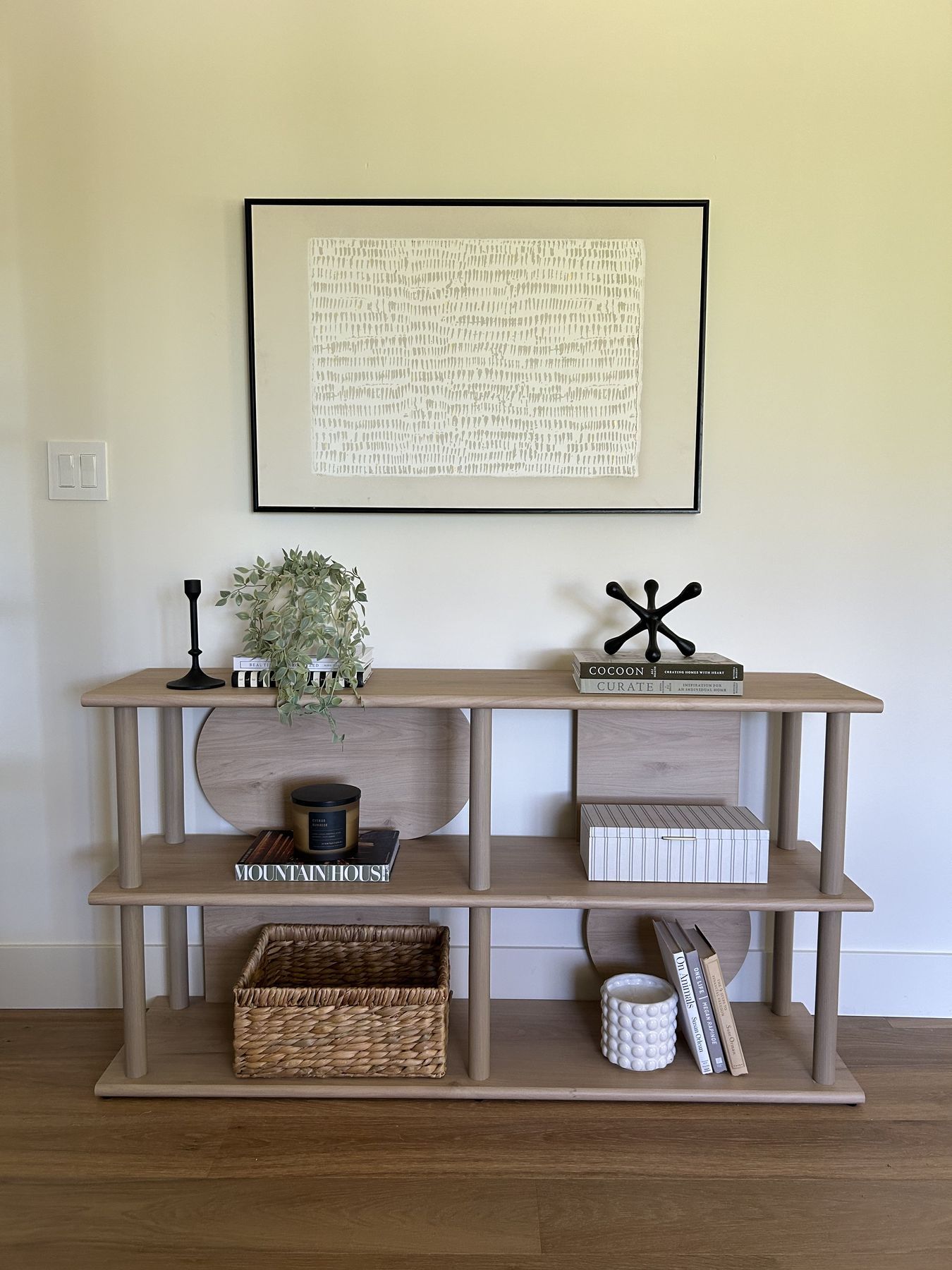 Shelf vignette staged by Feather & Pine, Montcrest Place, Danville