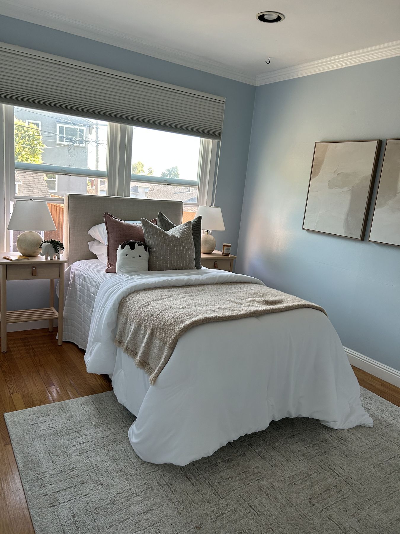 Bedroom staged by Feather & Pine, Pepper Drive, San Bruno
