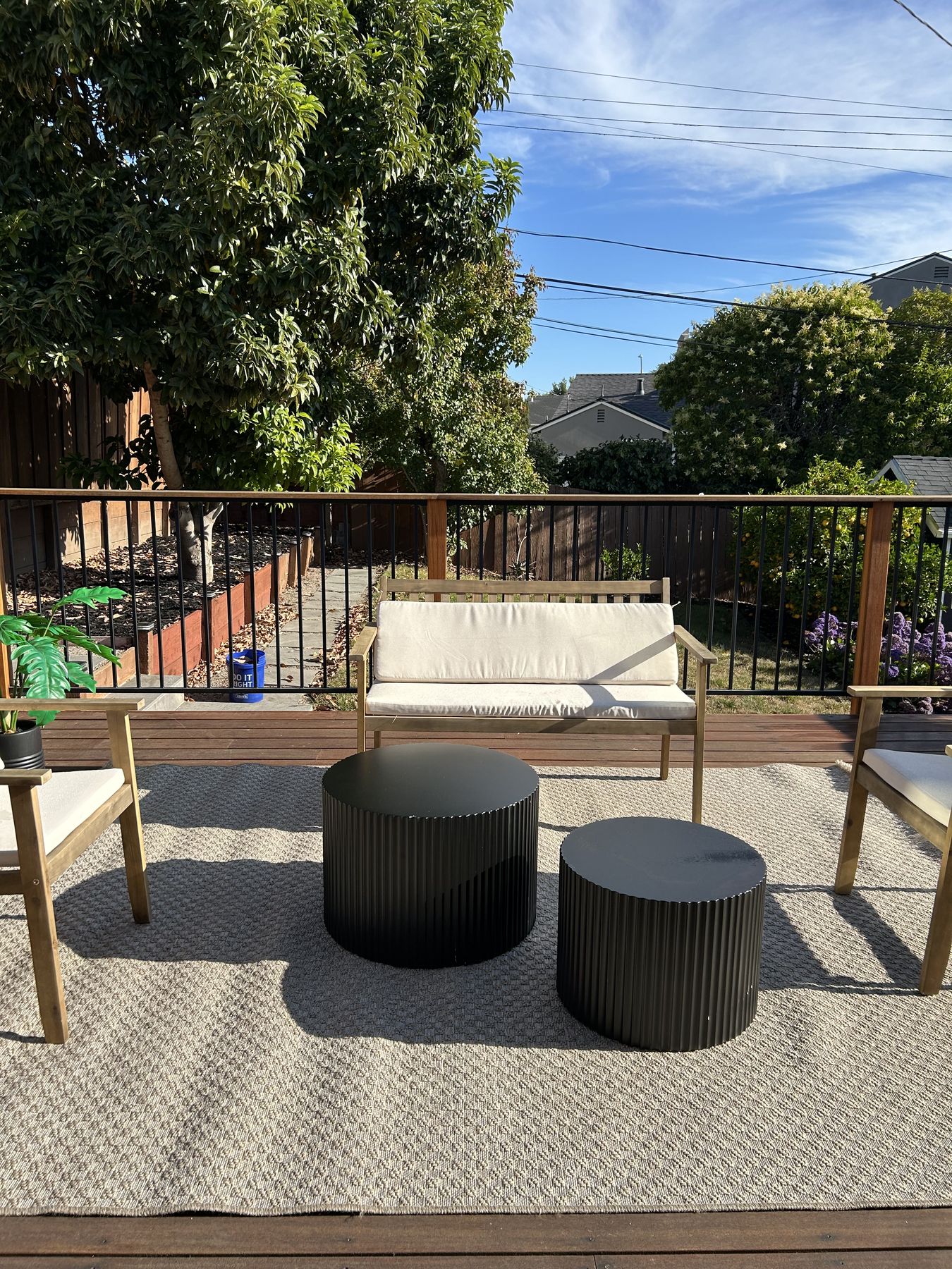 Deck staged by Feather & Pine, Pepper Drive, San Bruno