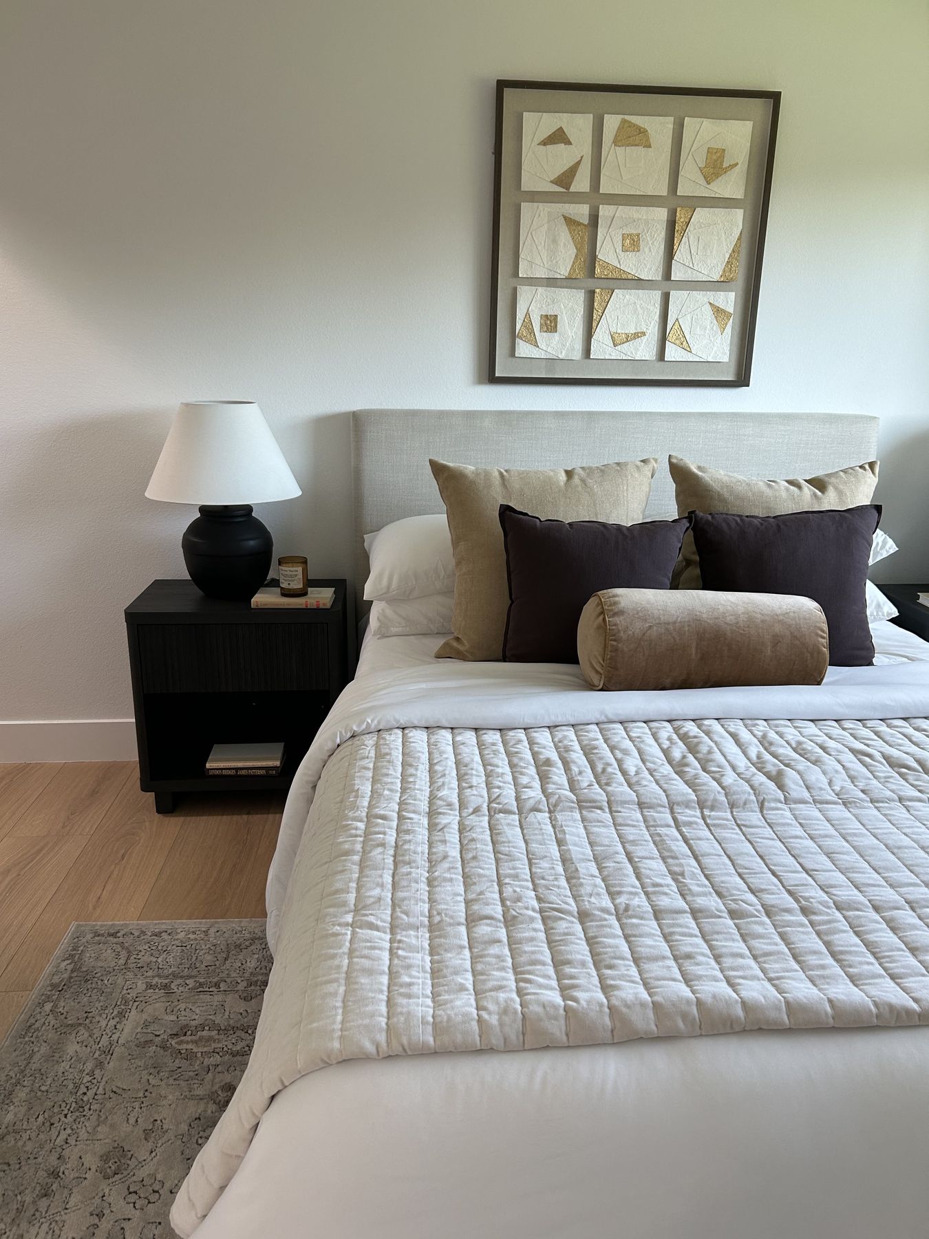Primary bedroom staged by Feather & Pine, Vesper, Fremont